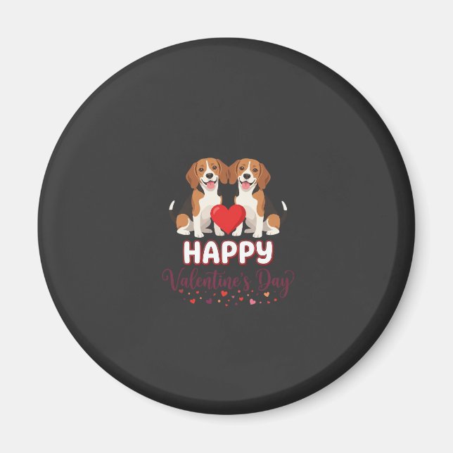 Imán Feliz día de San Valentín pareja de Beagle (Frente)