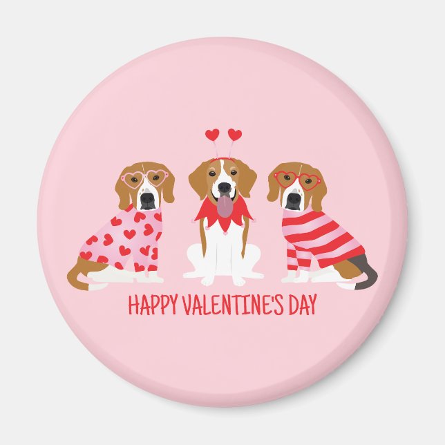Imán Feliz Día de San Valentín Perros Beagle (Frente)