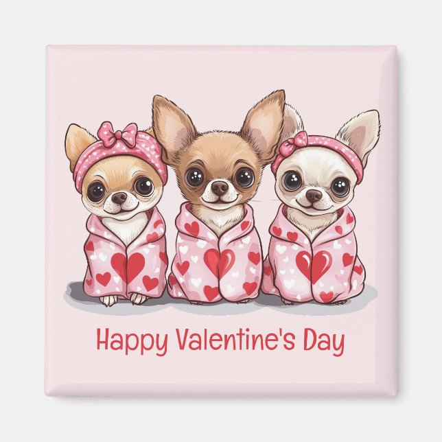 Imán Feliz Día de San Valentín Perros Chihuahua (Frente)