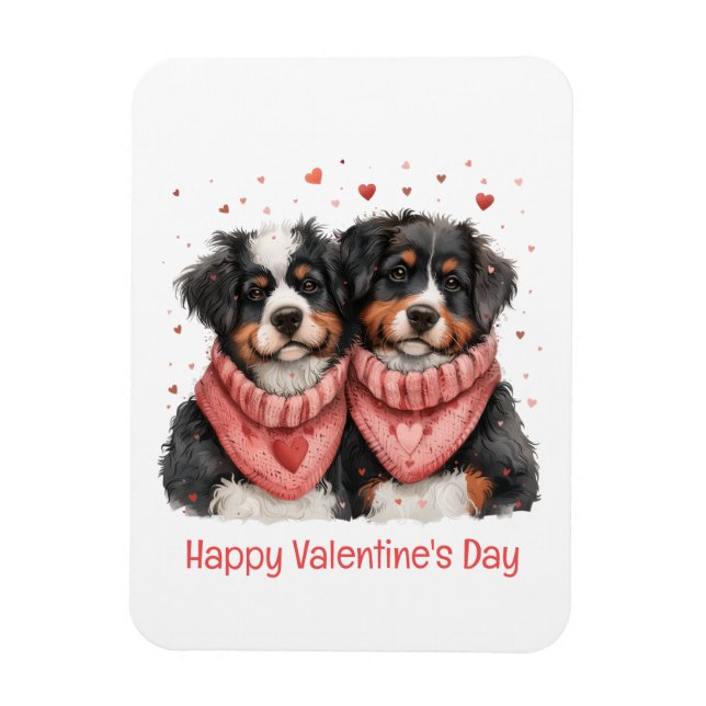 Imán Feliz Día de San Valentín Perros de Montaña Bernes (Vertical)