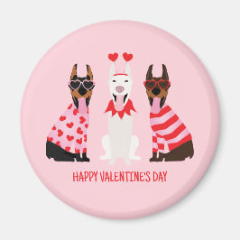 Imán Feliz Día de San Valentín Perros Dobermann