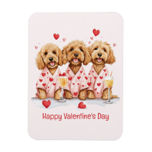 Imán Feliz Día de San Valentín Perros Goldendoodle