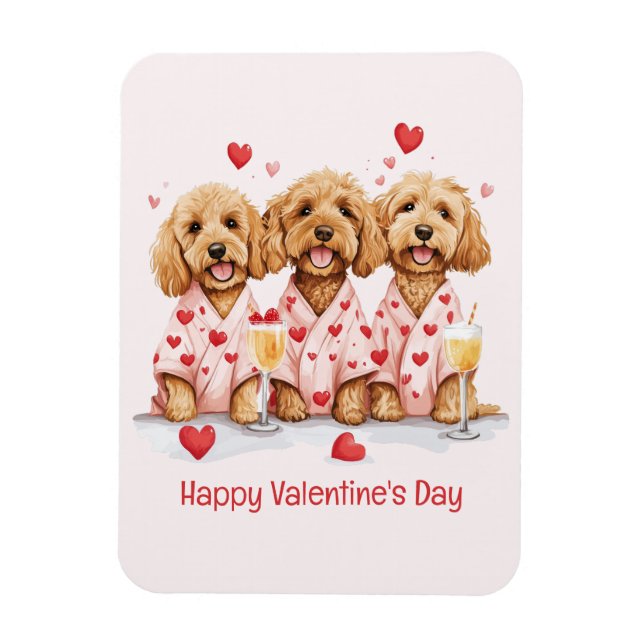 Imán Feliz Día de San Valentín Perros Goldendoodle (Vertical)