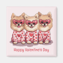 Imán Feliz Día de San Valentín Perros Pomeranos