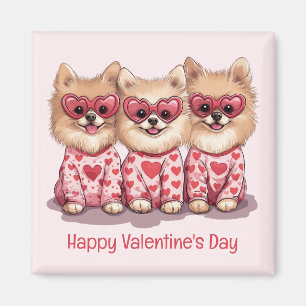 Imán Feliz Día de San Valentín Perros Pomeranos