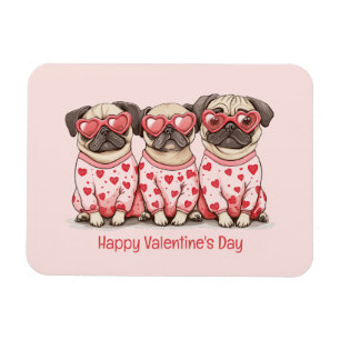 Imán Feliz Día de San Valentín Perros Pug