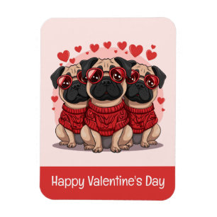 Imán Feliz Día de San Valentín Perros Pug