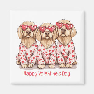 Imán Feliz Día de San Valentín Perros recuperadores de 