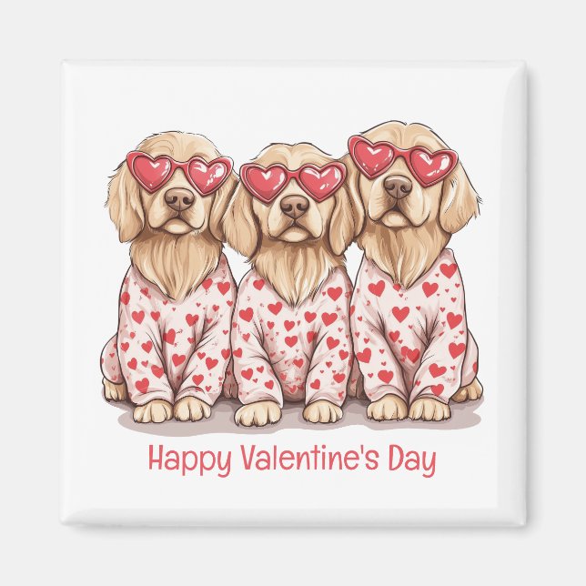 Imán Feliz Día de San Valentín Perros recuperadores de  (Frente)