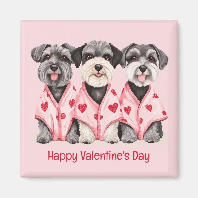 Imán Feliz Día de San Valentín Perros Schnauzer (Frente)