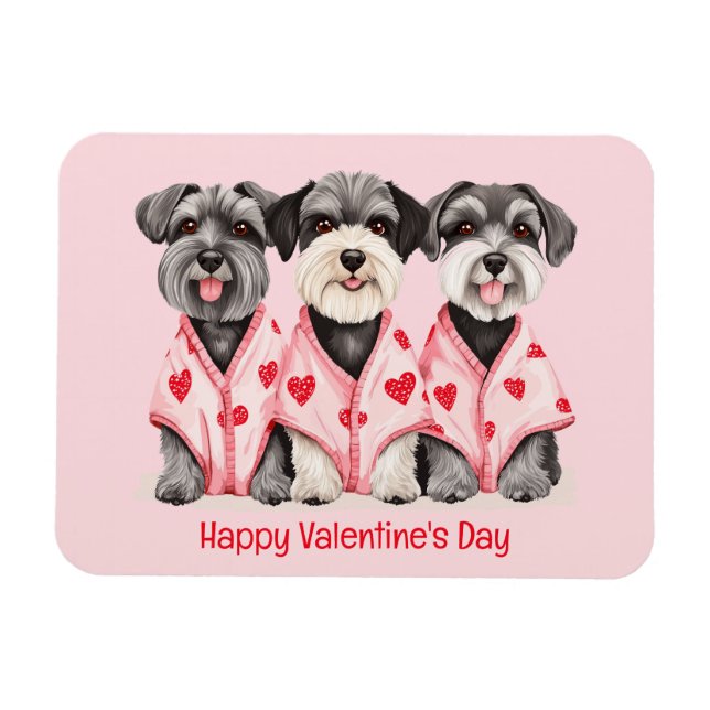 Imán Feliz Día de San Valentín Perros Schnauzer (Horizontal)