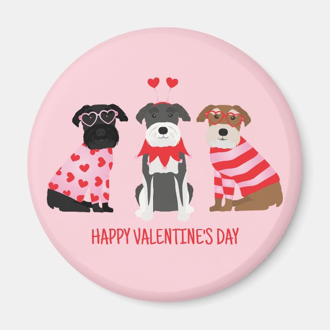 Imán Feliz Día de San Valentín Perros Schnauzer (Frente)