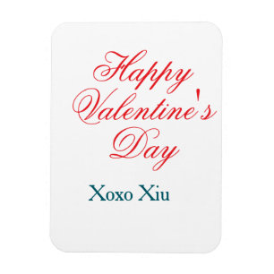 Imán Feliz día de San Valentín rojo azul xoxo amor nomb