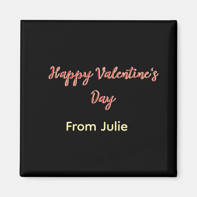 Imán Feliz día de San Valentín rojo negro de nombre ele (Frente)