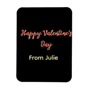 Imán Feliz día de San Valentín rojo negro de nombre ele