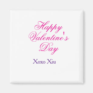 Imán Feliz día de San Valentín rosa morado xoxo amor no