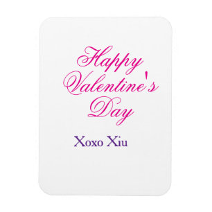 Imán Feliz día de San Valentín rosa morado xoxo amor no