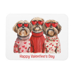 Imán Feliz Día de San Valentín Shih Tzu Dogs