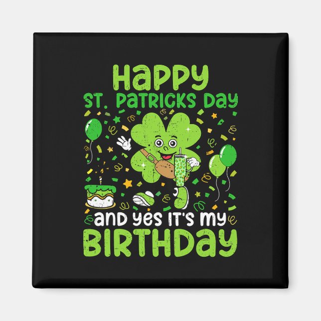 Imán Feliz Día de Santo Patrocinio Cumpleaños Shamrock  (Frente)