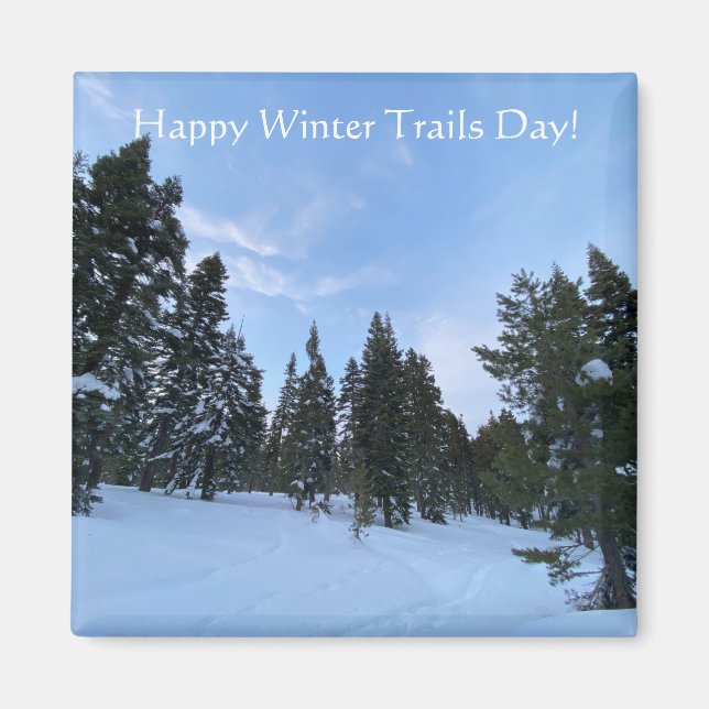 Imán ¡Feliz Día de Trails de invierno! (Frente)