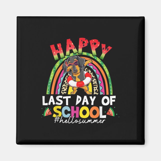 Imán Feliz Día Del Colegio Dachshund Dab Rainbow Suma (Frente)