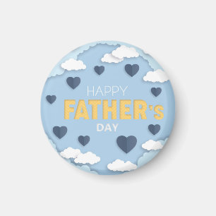 Imán Feliz Día del Padre corazones azules en el cielo