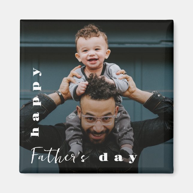 Imán Feliz Día del Padre Foto personalizada moderna (Frente)