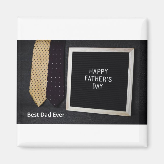 Imán Feliz Día del Padre mejor papá jamás Black Magnet (Frente)