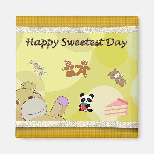 Imán Feliz Día más dulce Teddy Bears (Frente)