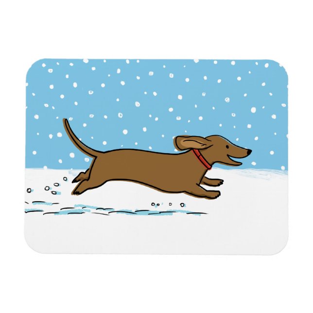 Imán Feliz Día Mundial de la Nieve en Invierno de Dachs (Horizontal)