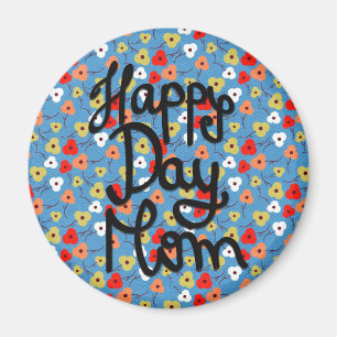 Imán Feliz día que mamá colorió flores florales en el d