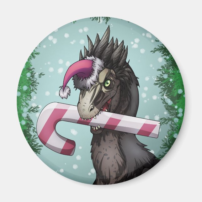 Imán Feliz Dinosaurio de Navidad (Frente)