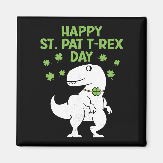 Imán Feliz Dinosaurio divertido del Día de San Patricio (Frente)