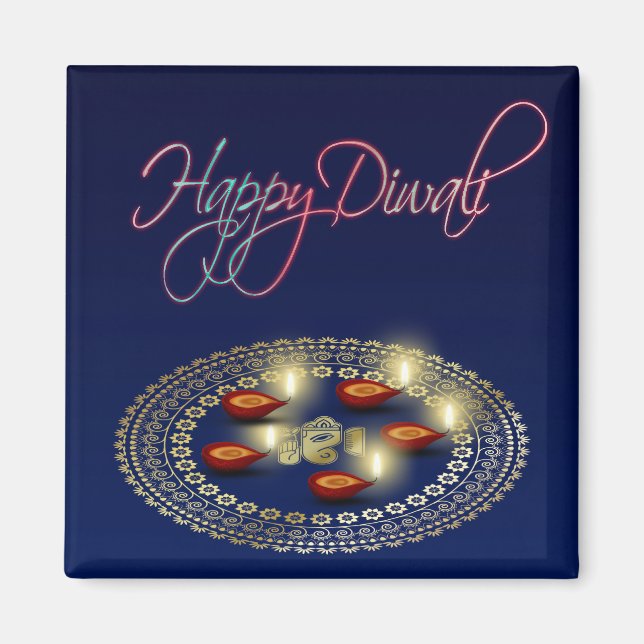 Imán Feliz Diwali Ganesha Rangoli - Magnet (Frente)