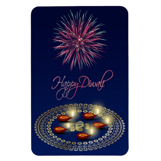 Imán Feliz Diwali Ganesha Rangoli - Magnet Flexible (Vertical)