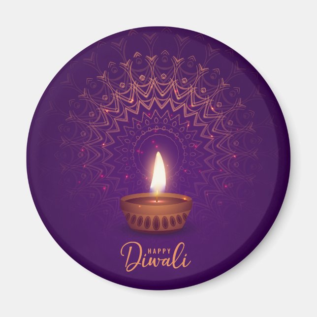 Imán Feliz Diwali - Luz de las velas (Frente)