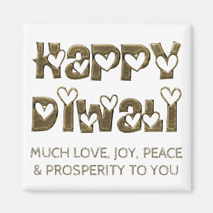 Imán Feliz Diwali saludar tipografía de corazón lindo