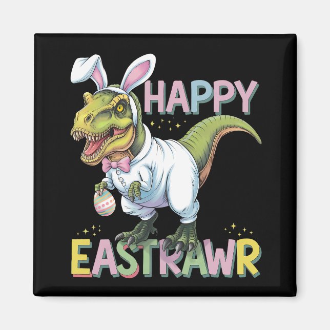 Imán Feliz Eastrawar T Rex Easter Dinosaur Egg (Frente)