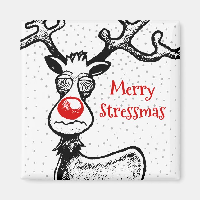 Imán Feliz Estrésnavidad con Rudolph el Reno (Frente)