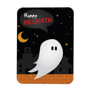 Imán Feliz fantasma de Halloween de noche en la ciudad