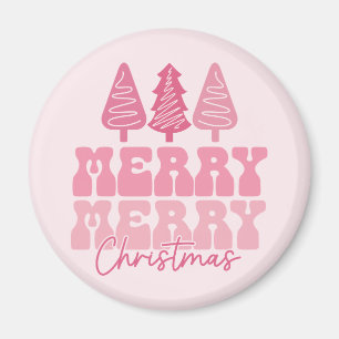 Imán Feliz Feliz Navidad - Diseño de vacaciones rosas