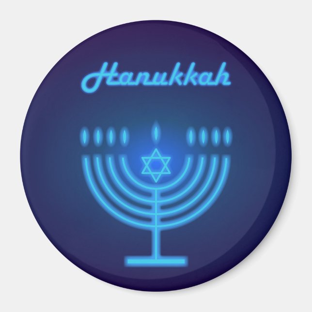 Imán Feliz Festival de Hanukkah, Menorah Logo (Frente)