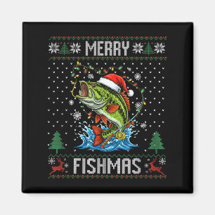 Imán Feliz Fishmas B Pesca de Navidad Suéter Feo