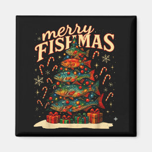 Imán Feliz Fishmas Diseño Divertido de Navidad para Pes