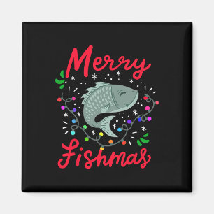 Imán Feliz Fishmas Luces Divertidas de árbol de Navidad