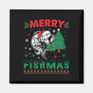 Imán Feliz Fishmas Pescador Papá Pescador Navidad
