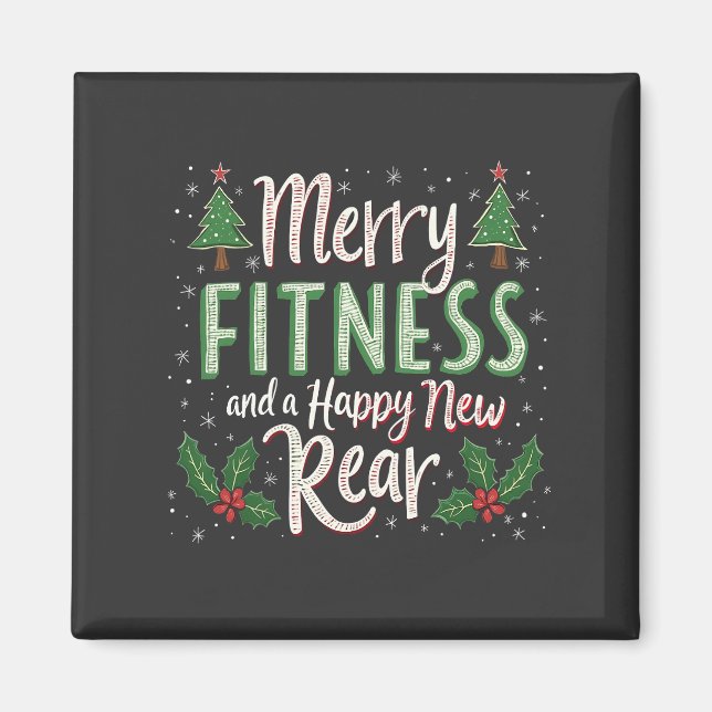 Imán Feliz Fitness y Feliz Año Nuevo de Fisicoculturism (Frente)