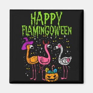 Imán Feliz Flamingoween Y Flamingos Divertido Cos de Ha