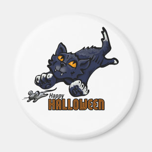 Imán Feliz gato y ratón de Halloween