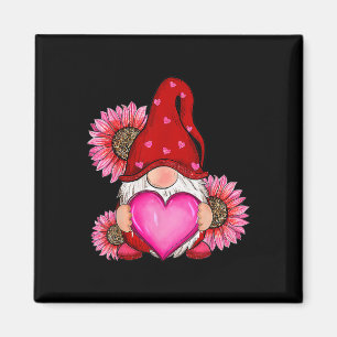 Imán Feliz Gnome del Día de San Valentín con el girasol